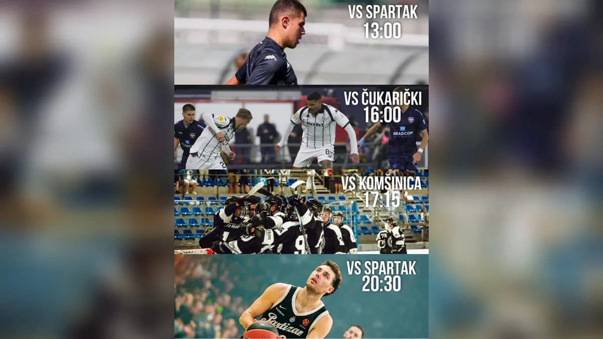 CRNO-BELI DAN: Partizan u paklenom ritmu na četiri fronta – od fudbalskog derbija u Humskoj do istorijskog spektakla na ledu!