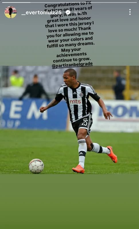 EMOCIJA KOJA NE BLEDI: Everton Luiz zapalio društvene mreže rođendanskom čestitkom Partizanu! — slika 1