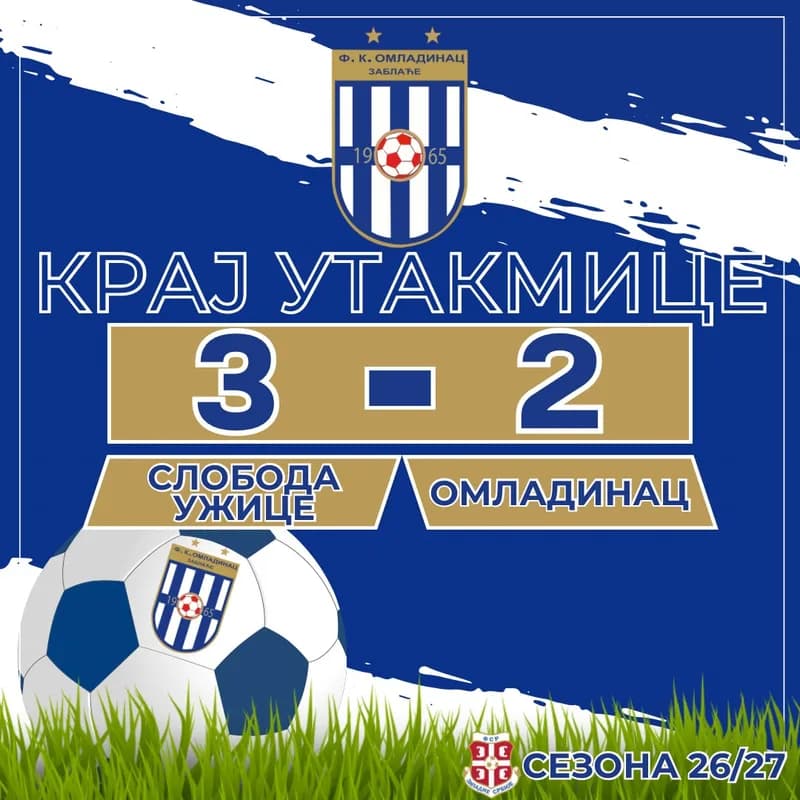 Omladinac imao 2:0, Sloboda u nadoknadi preokrenula za pobedu
